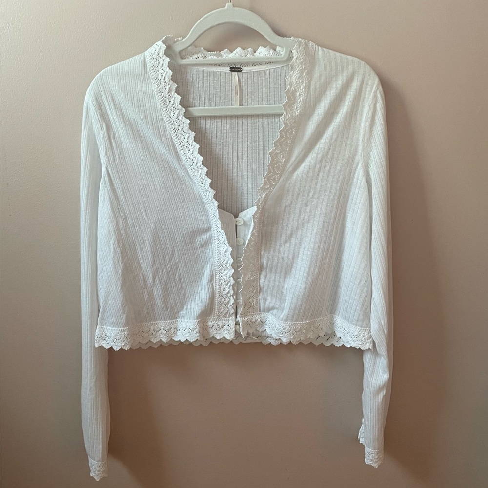 Free People Lace Button Down Long Sleeve
